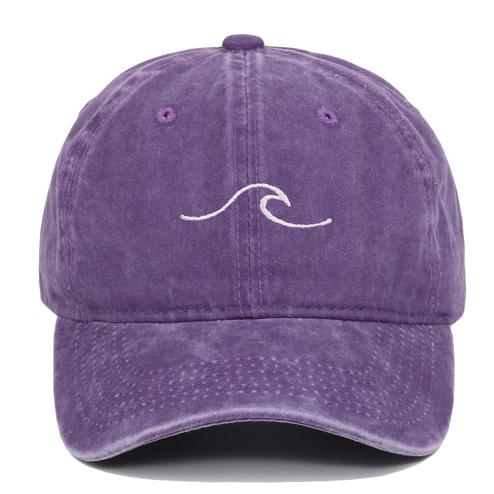 Wave Pattern Embroidered Baseball Cap For Men Women Vintage Washed Cotton Duckbill Sun Hat Outdoor Sport Distressed Dad Hats