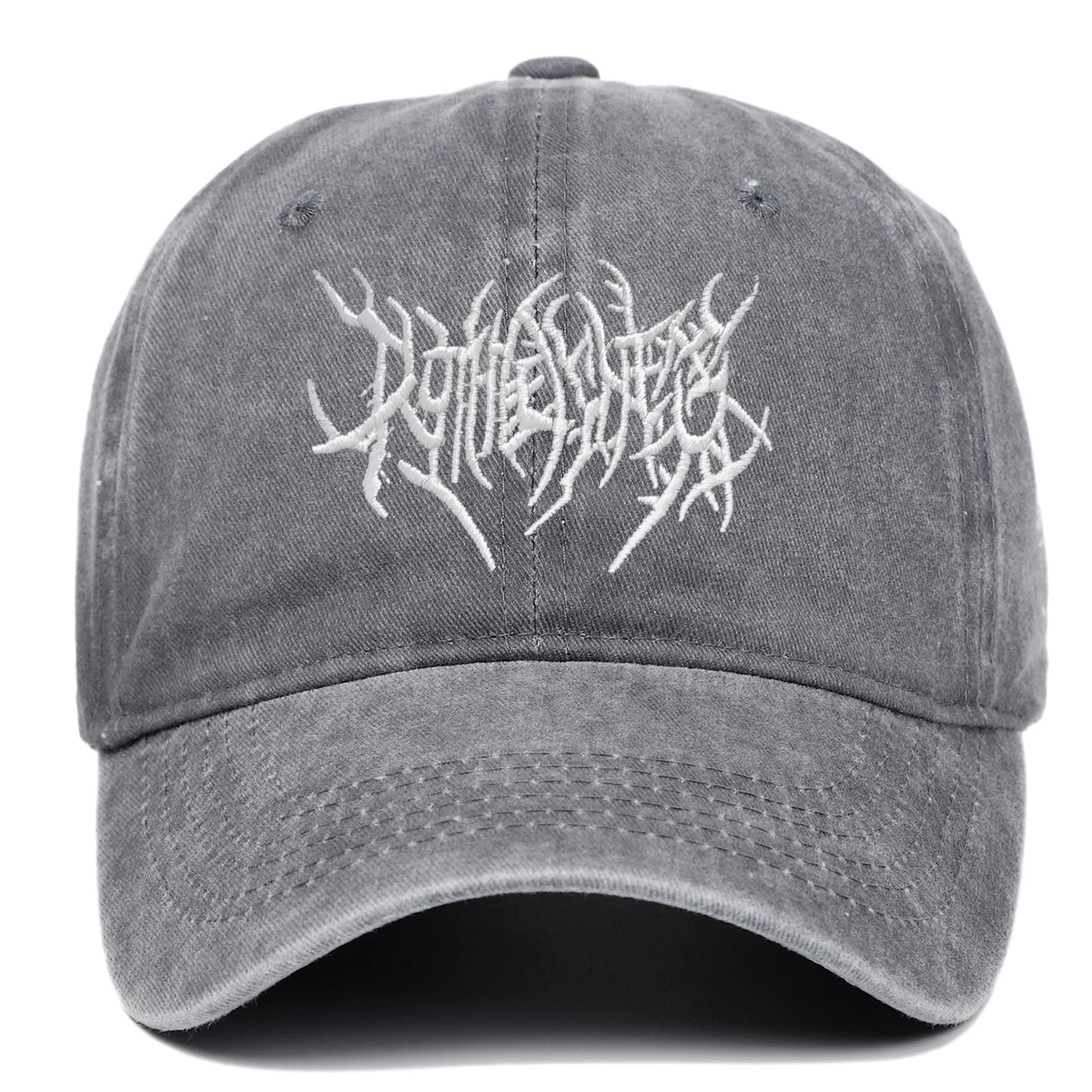 Unisex Goth Rock Washed Baseball Cap – Embroidered Snapback Dad Hat Streetwear Hip Hop Casual Outdoor Hat