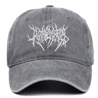 Unisex Goth Rock Washed Baseball Cap – Embroidered Snapback Dad Hat Streetwear Hip Hop Casual Outdoor Hat
