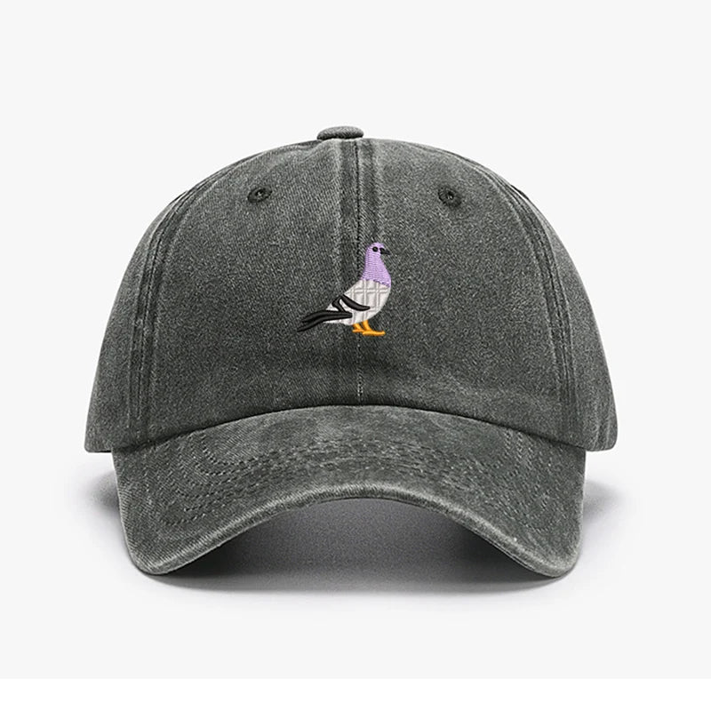Embroidery Pigeon Design Spring vintage Baseball caps Men Women Water Washed Sunscreen Sun Hat Sports Fishing Sunshade Dad Hat