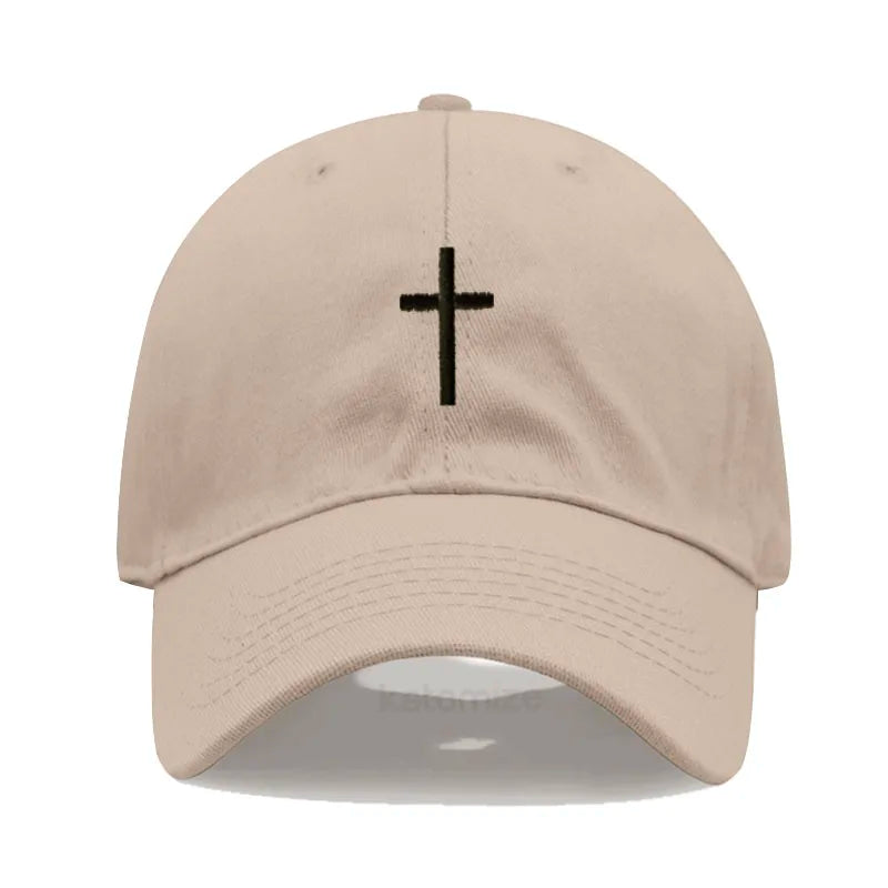 Cross Embroidered Baseball Cap for Women Men Fashion Adjustable Washed Cotton Dad Hat Unisex Classic Golf Caps