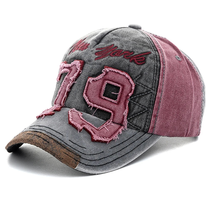New Unisex Washed Cotton Cap Letter Embroidery Vintage Baseball Cap Men Women Adjustable Casual Outdoor Streetwear Sports Hat
