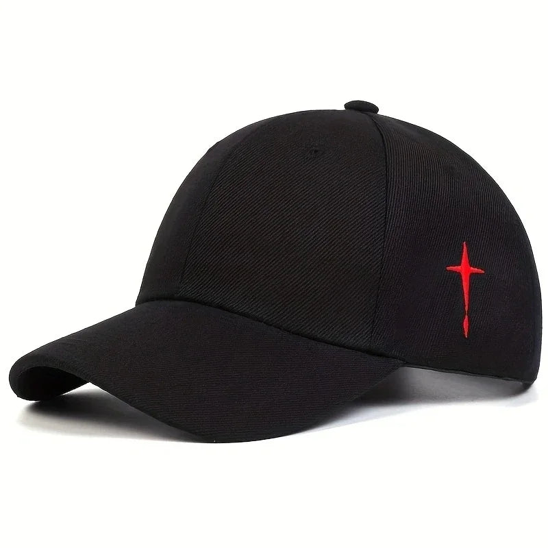 Unisex Simple Cross Embroidery Baseball Caps Spring and Autumn Outdoor Adjustable Casual Hats Sunscreen Hat