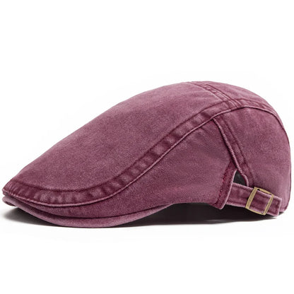 Unisex Vintage Cotton Beret – Flat Visor Newsboy Cap, Adjustable Summer Sun Hat