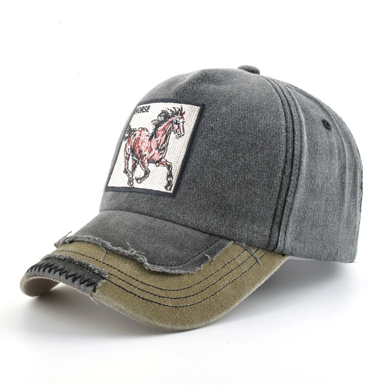 Vintage Denim Baseball Cap With Embroidery Horse Patch Men Snapback Hip Hop Dad Hats Women Four Seasons Adjustable Visor Cap