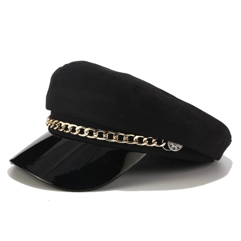 Trendy Beret Hat Women Casual Military Cap Flat Captain Trucker Caps Fashion Pu Leather Travel Cadet Painter Octagonal Hats