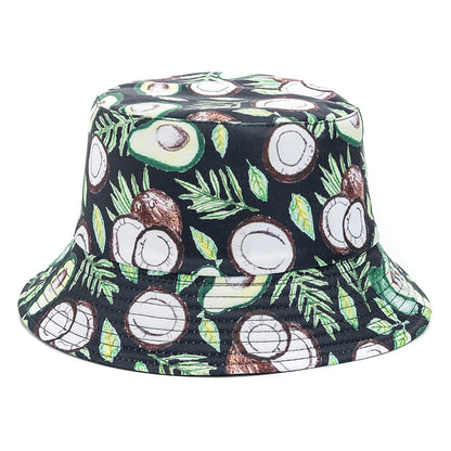 Hot Sale Unisex Bucket Hats Summer Double-sided Wear Fruit Printing Women Cap Outdoor Sun Hat Men Classic Panama Bucket Hat