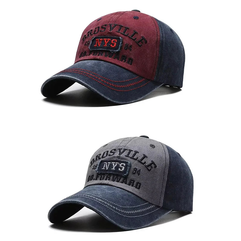 Men’s Washed Embroidered Baseball Cap Curved Brim Casual Adjustable Sun Hat