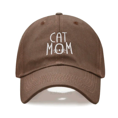 CAT MOM Embroidered Baseball Cap for Women Men Fashion Adjustable Soft Washed Cotton Dad Hat Unisex Classic Golf Caps