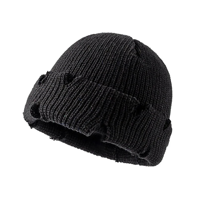 Fall Winter Knitted Hats Beanies Skullies for Men Women Bright Solid Color  Sport Hip-hop Hats Personality Beanies With Cut Hole