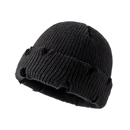 Fall Winter Knitted Hats Beanies Skullies for Men Women Bright Solid Color  Sport Hip-hop Hats Personality Beanies With Cut Hole