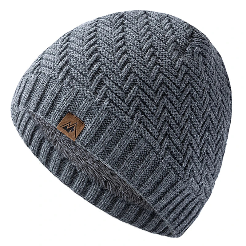 Unisex Peak Labal Winter Hats Fashion Outdoor Knitted Hats For Men And Women Beanie Cap Plush Fur Lined Warm Sports Hats