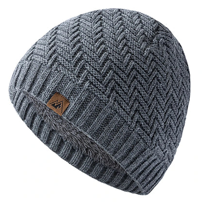 Unisex Peak Labal Winter Hats Fashion Outdoor Knitted Hats For Men And Women Beanie Cap Plush Fur Lined Warm Sports Hats