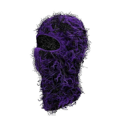 New Fuzzy Balaclava Hat Full Face Cover Ski Mask Knitted Beanies Distressed Winter Windproof Warm Bicycle Neck Camouflage Cap