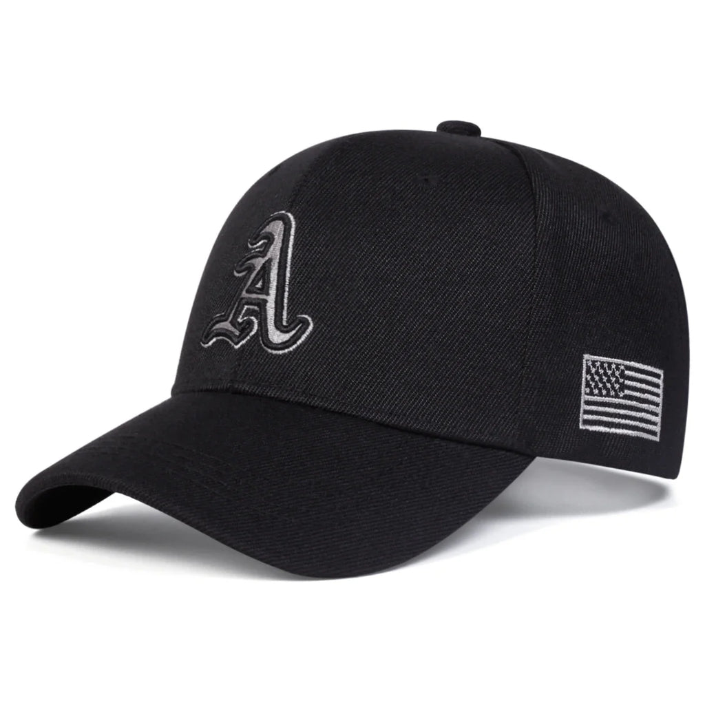 Unisex A Letter Embroidery Side American Flag Baseball Cap Spring Autumn Outdoor Adjustable Casual Hat Hip Hop Hat Sunscreen Hat