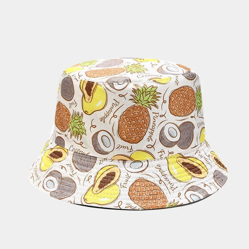 creative fruit pattern bucket hat men's and women's outdoor leisure sunscreen fishing sun hat double-sided beach basin cap