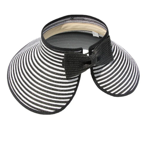 Women's Summer Hat Large Brim Foldable Breathable Empty Top Sun Hat Beach Accessories Outdoor Casual Sunshade Sunhat Visor New