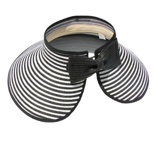 Women's Summer Hat Large Brim Foldable Breathable Empty Top Sun Hat Beach Accessories Outdoor Casual Sunshade Sunhat Visor New