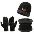 3pcs Winter Warm Set Velvet Knit Hat Scarf Gloves Unisex Outdoor Cold Weather Set