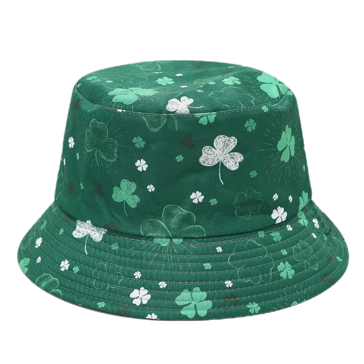 2025 St Patrick's Day Bucket Hat for Women Men Tropical Print Revisible Summer Double Side Sun Hat Green Leaf Panama Beach Cap