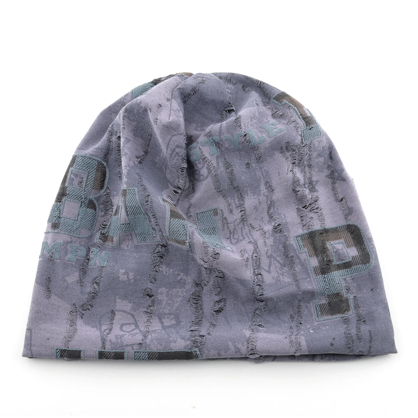 Vintage Distressed Tie-dye Beanie Women Foam 3D Letter Printing Hats Men Spring Fall Skullies Beanies Winter Warm Fleece-lined