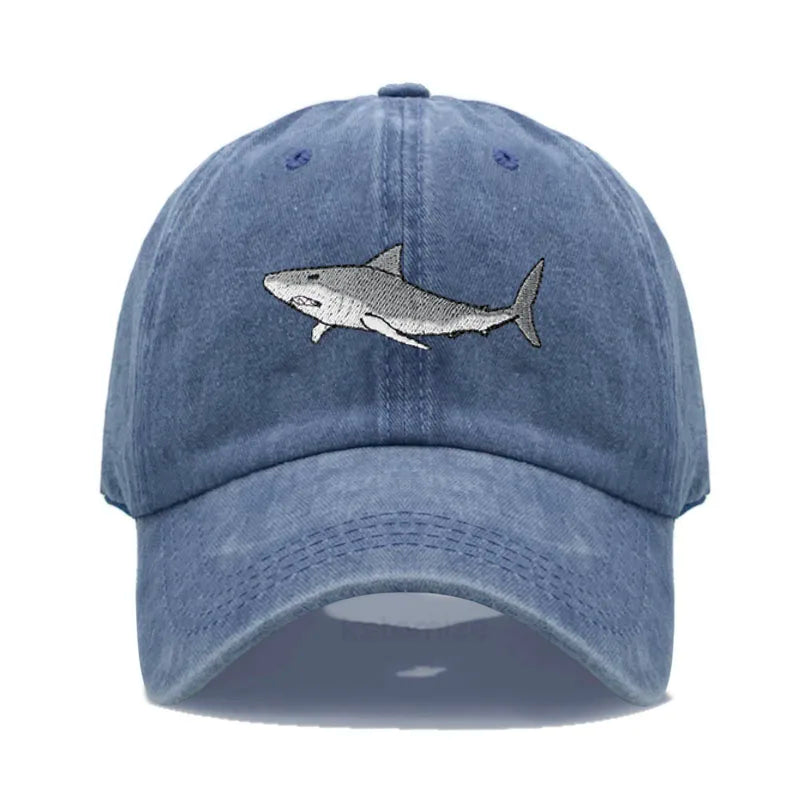 Animal Shark Embroidered Baseball Cap for Women Men Fashion Adjustable Washed Cotton Dad Hat Unisex Classic Golf Caps
