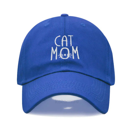 CAT MOM Embroidered Baseball Cap for Women Men Fashion Adjustable Soft Washed Cotton Dad Hat Unisex Classic Golf Caps