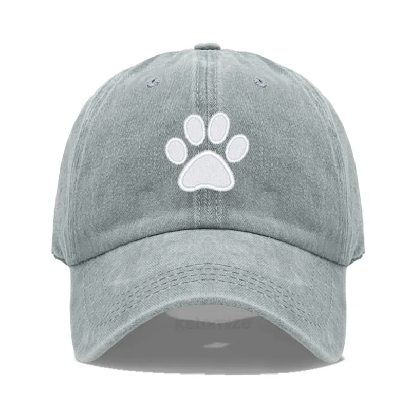 Dog Paw Embroidered Baseball Cap for Women Men Fashion Adjustable Washed Cotton Dad Hat Unisex Classic Golf Caps