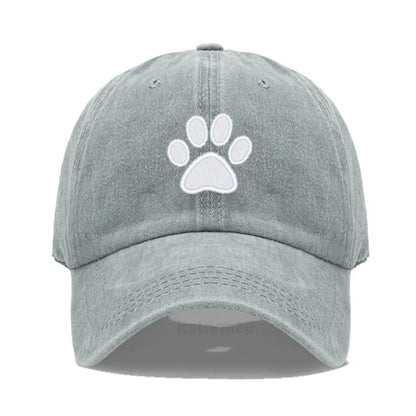 Dog Paw Embroidered Baseball Cap for Women Men Fashion Adjustable Washed Cotton Dad Hat Unisex Classic Golf Caps