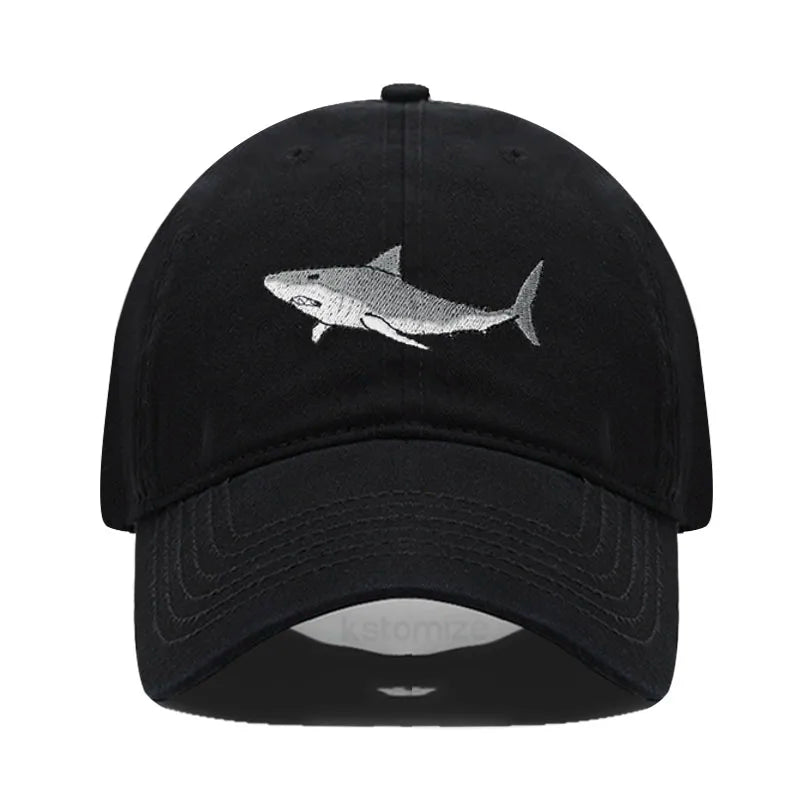 Animal Shark Embroidered Baseball Cap for Women Men Fashion Adjustable Washed Cotton Dad Hat Unisex Classic Golf Caps