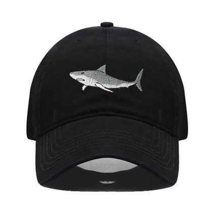Animal Shark Embroidered Baseball Cap for Women Men Fashion Adjustable Washed Cotton Dad Hat Unisex Classic Golf Caps