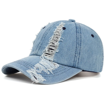 Dark Punk Rabbit Ears Peaked Hat Denim Hole Baseball Cap Women's Trendy Chain Hip-Hop Personalized Abby Style