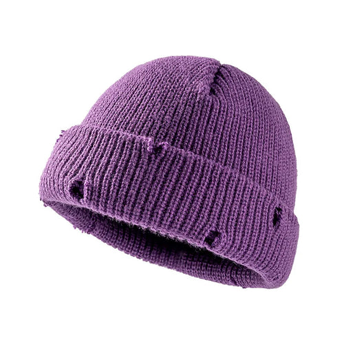 Fall Winter Knitted Hats Beanies Skullies for Men Women Bright Solid Color  Sport Hip-hop Hats Personality Beanies With Cut Hole