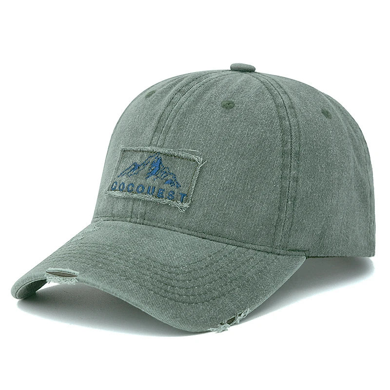 New Style Unisex Washed Cotton Vintage Baseball Cap Mountain Peak Embroidery Outdoor Sports Dad Hat For Men And Women