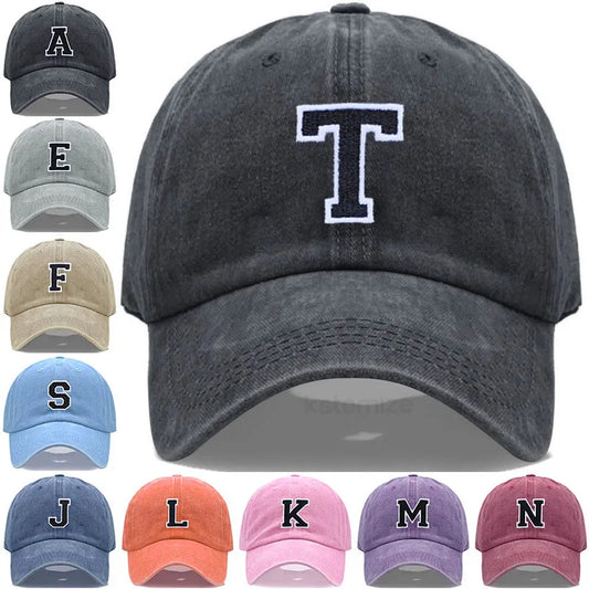 Bicolor Color Letter A-Z Embroidery Washed Cotton Baseball Cap for Men Women Unisex Dad Hat Sun Hat Outdoor Sports Dropshippinp