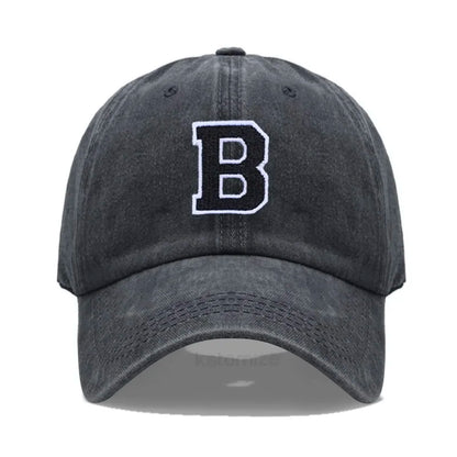 Initial Letter A-Z Embroider Baseball Cap For Men Womne Washed Cotton Dad Hat Fashion Team Sport Visors Snapback Caps