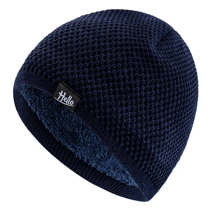 New Style Unisex Winter Hats Plush Fur Lined Beanies Hats For Men Woman Hello Letter Warm Cap Casual Winter Ski Knitted Hats