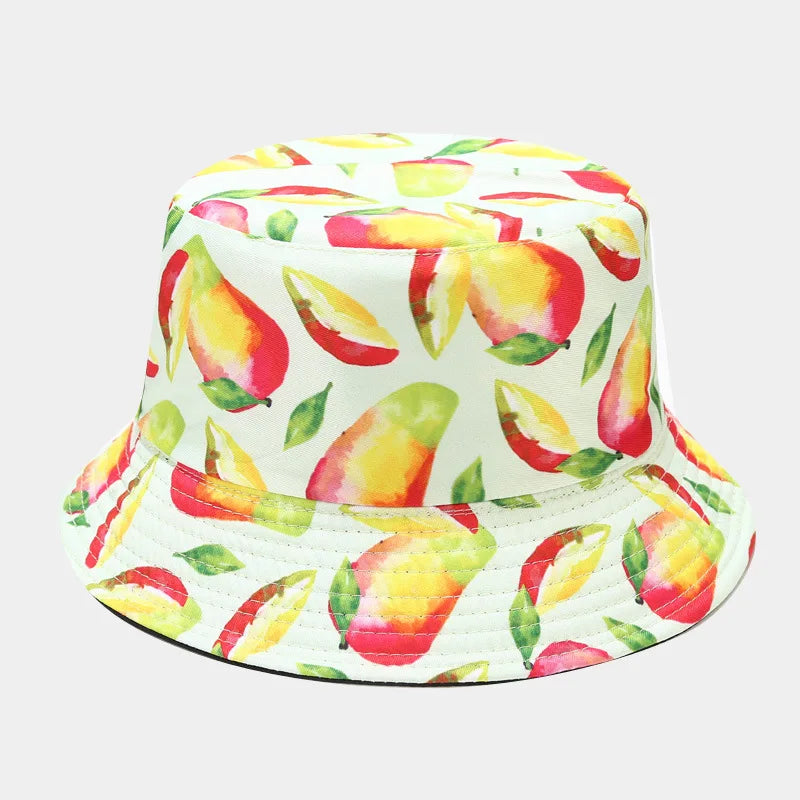Creative Printed Fruit Pattern Bucket Cap Unisex Outdoor Leisure Fisherman Hat Summer Beach Uv Protection Sun hats Panama Bob
