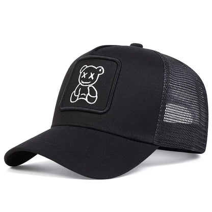 Unisex XX Little Bear Embroidery Baseball Net Caps Spring and Summer Outdoor Adjustable Casual Hats Sunscreen Hat