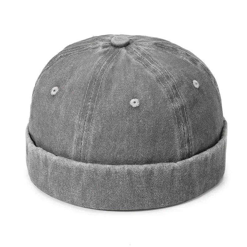 New Women Men Solid Cotton Cap Hat Washed Denim Beanie Hat Spring Autumn Retro Adjustable Docker Sailor Cap Hat For Women Men