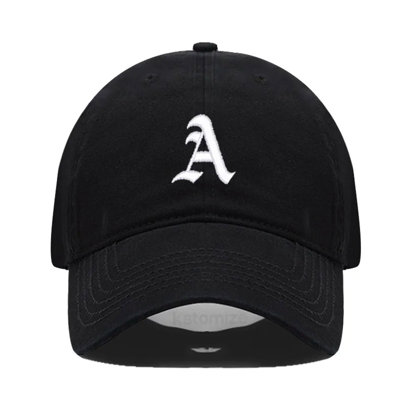 Old English Letter A-Z Embroider Baseball Cap For Men Womne High Quality Soft Cotton Fashion Team Sport Visors Snapback Caps