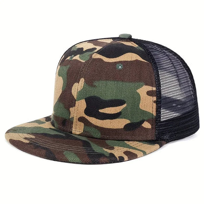 Unisex Solid Color Splicing Baseball Hats Spring Autumn Outdoor Adjustable Casual Hip-hop Trucker Caps Sunscreen Hat