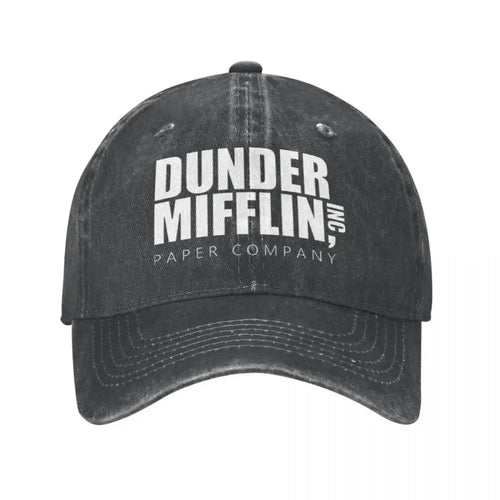 Classic Dunder Mifflin Logo Baseball Caps Men Women Distressed Denim Washed Sun Cap The Office Travel Adjustable Hats Cap