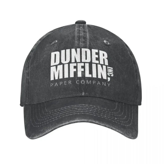 Classic Dunder Mifflin Logo Baseball Caps Men Women Distressed Denim Washed Sun Cap The Office Travel Adjustable Hats Cap