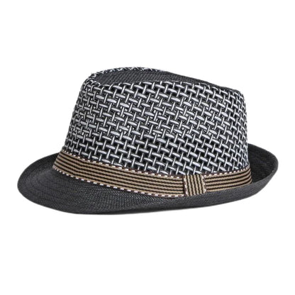 2025 New Korean Trendy Sun Hats British Top Hat Women's Men's Grometric Straw Hat Belt Jazz Hats Couple Beach Hat Fedoras Cap