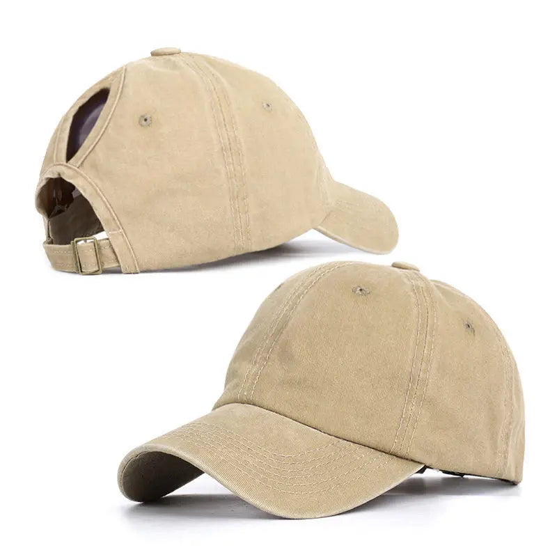 1Pcs Trendy Lightweight Cotton Cap Distressed Look, Sunshade, Adjustable Fit & Ponytail-Friendly for Stylish Women