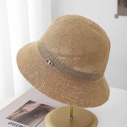 Bucket Hat Sun Protection For Women Korean Minimalist Knit Fisherman Cap Breathable Travel Hat Beach/urban/vacation Sunscreen