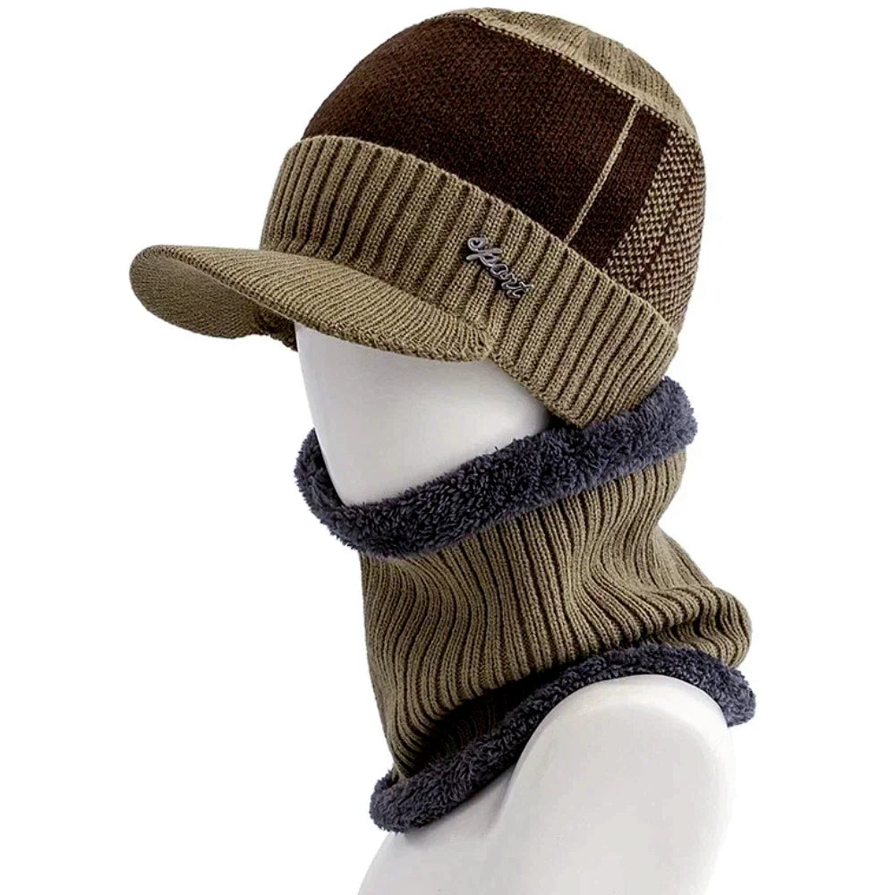 Hot Sale Men Winter Warm Suit Classic Plush Fur Lined Winter Hat Male Outdoor Keep Warm Hat Cap