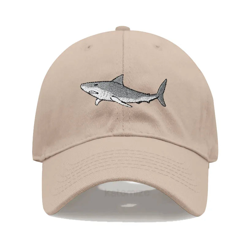 Animal Shark Embroidered Baseball Cap for Women Men Fashion Adjustable Washed Cotton Dad Hat Unisex Classic Golf Caps