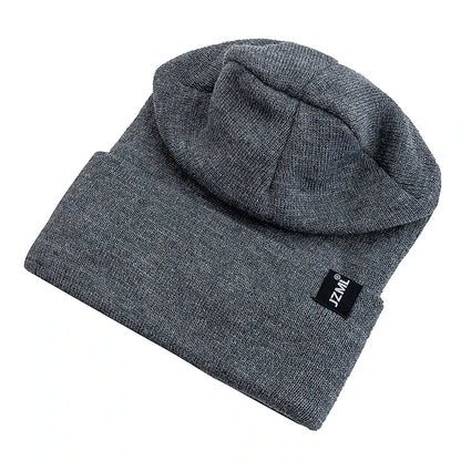New Style JZML Letter Plush Satin Lined Anti-Static Beanie Hat Autumn&Winter Hats For Men And Women Outdoor Knitted Hats